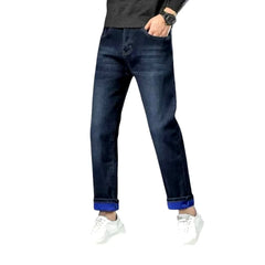 Elastic straight fit dark men's jeans