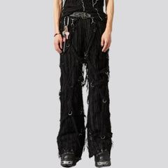 Distressed black jeans for men