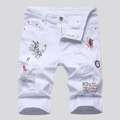 Distressed denim shorts for men