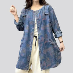 Round-collar chore denim jacket for ladies
