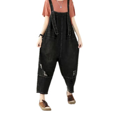 Vintage ripped women's denim overall