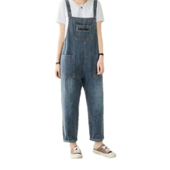 Medium patterned roll hem women's jeans overall