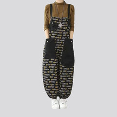Boho style cargo pockets women's jeans overall