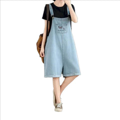 Embroidered women's denim overall