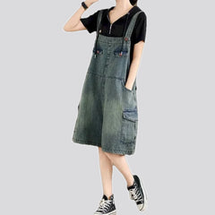 Vintage baggy denim overall for women