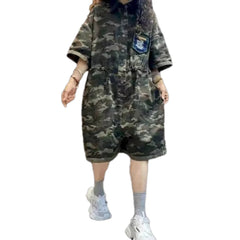 Trendy camouflage jean romper for women