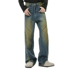 Whiskered straight-fit men's jeans