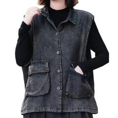 Extra-large fit vintage women's jeans vest