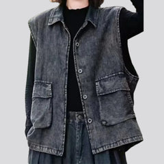 Extra-large fit vintage women's jeans vest