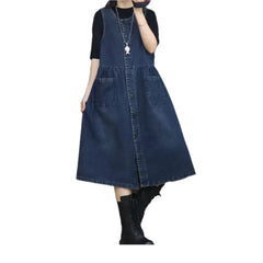Medium-length flared-fit jean dress