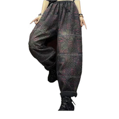 Medium rise slouchy floral denim joggers for women