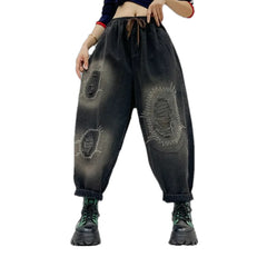 Worn look and baggy fit jeans for ladies