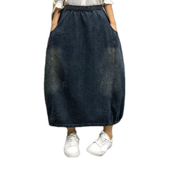 Fashion rubber hem bubble jean skirt