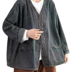 Casual retro oversized women's jeans chore jacket