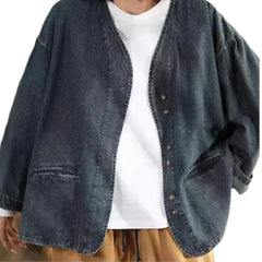 Casual retro oversized women's jeans chore jacket