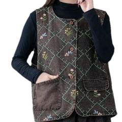 Stylish average fit boho women's jean vest
