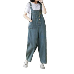 Street style baggy abraded women's denim dungaree