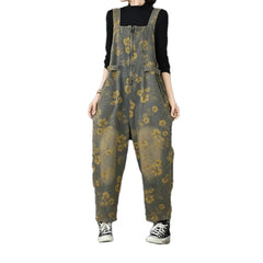 Boho style jean overall for women