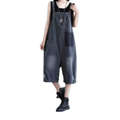 Trendy ripped women's denim bib