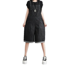 Street style baggy-fit women's denim overall