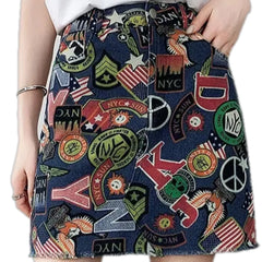 Trendy mini jeans skirt