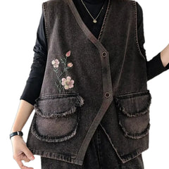 Fashionable oversized boho women's jean vest
