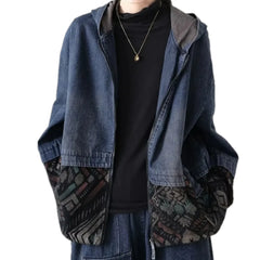 Ethnic oversized women's denim jacket