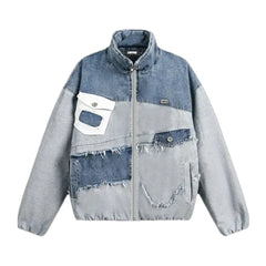 Comfortable extra-large men's jeans bomber jacket