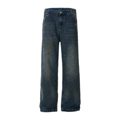 90s style dark creased men's jeans