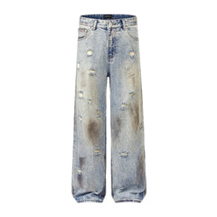 Medium rise creased men's jeans