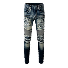 Medium rise stretchable biker men's jeans