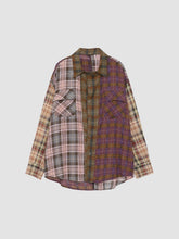Irregular Splicing Loose Retro Plaid Shirt