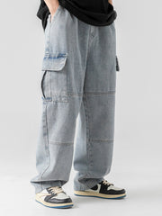 Retro Japanese Three-Dimensional Cargo Jeans