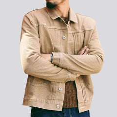 Roomy pocket self-edge jeans jacket for men