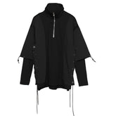 Dark Patchwork Double Tie Rope Sweatshirt