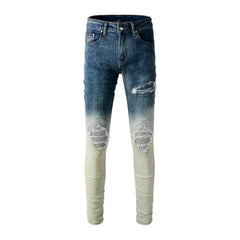 Biker distressed ombre men's jeans