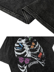 Vintage Washed Butterfly Skull Tee
