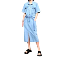 90s light wash denim dress