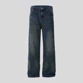 90s style dark creased men's jeans