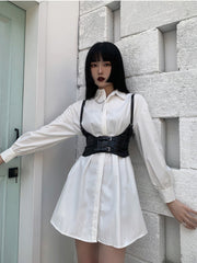 Waistband White Shirt Dress