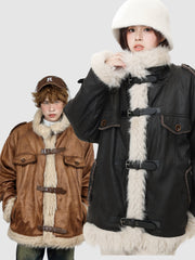 Retro One-Piece Wool Winter Fur Lamp Coat
