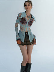 "Gagosian" Printed Stretch Mesh Shirt