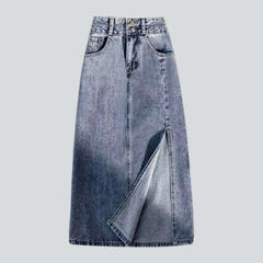 Vintage double waistband denim skirt for women
