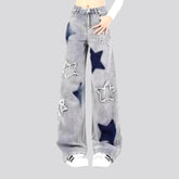 Baggy embroidered jeans for women