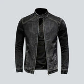 Biker black jeans jacket for men