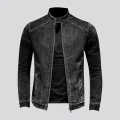 Black biker men's jean jacket