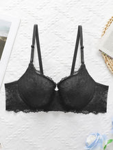 Black lace ribbon steel support Bra