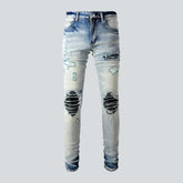 Black patch knees men's skinny jeans