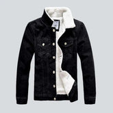 Black winter men's denim jacket