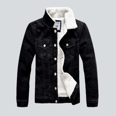 Black winter men's denim jacket